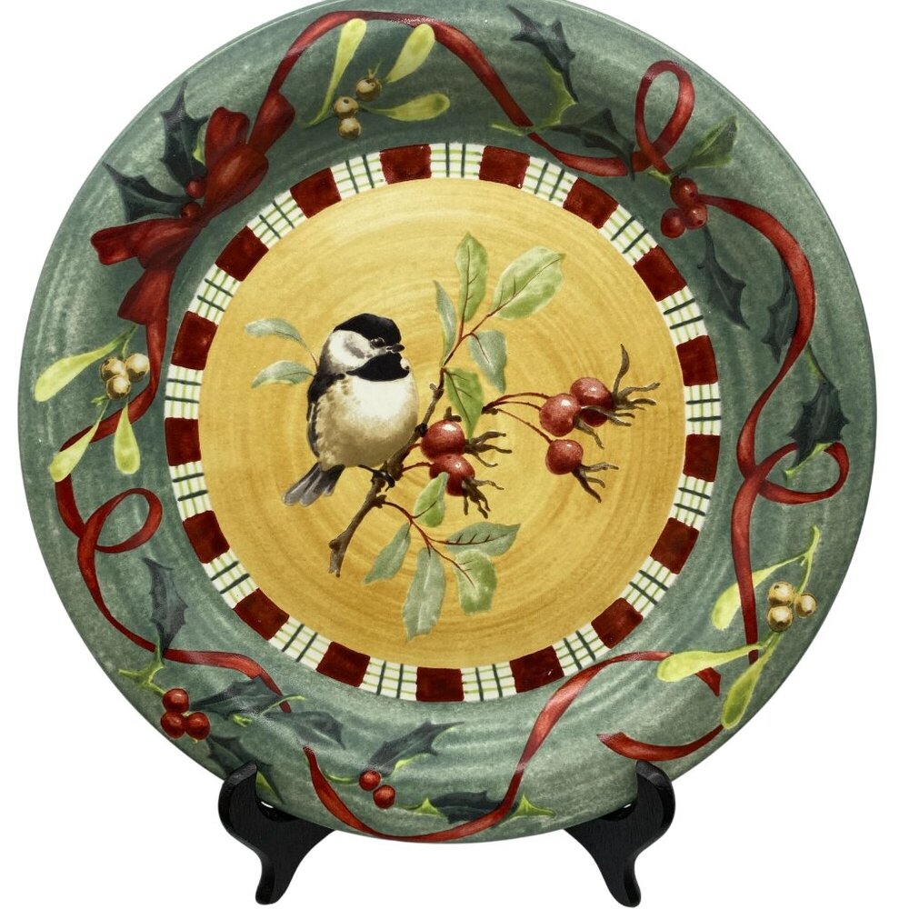 Lenox Winter Greetings Everyday dinner plates Chickadee tufted titmouse 10.5" - Picture 2 of 6